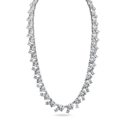 Rhodium Plated 925 Sterling Silver Multi Shape Clear CZ Tennis Necklace - STP01838 SPI