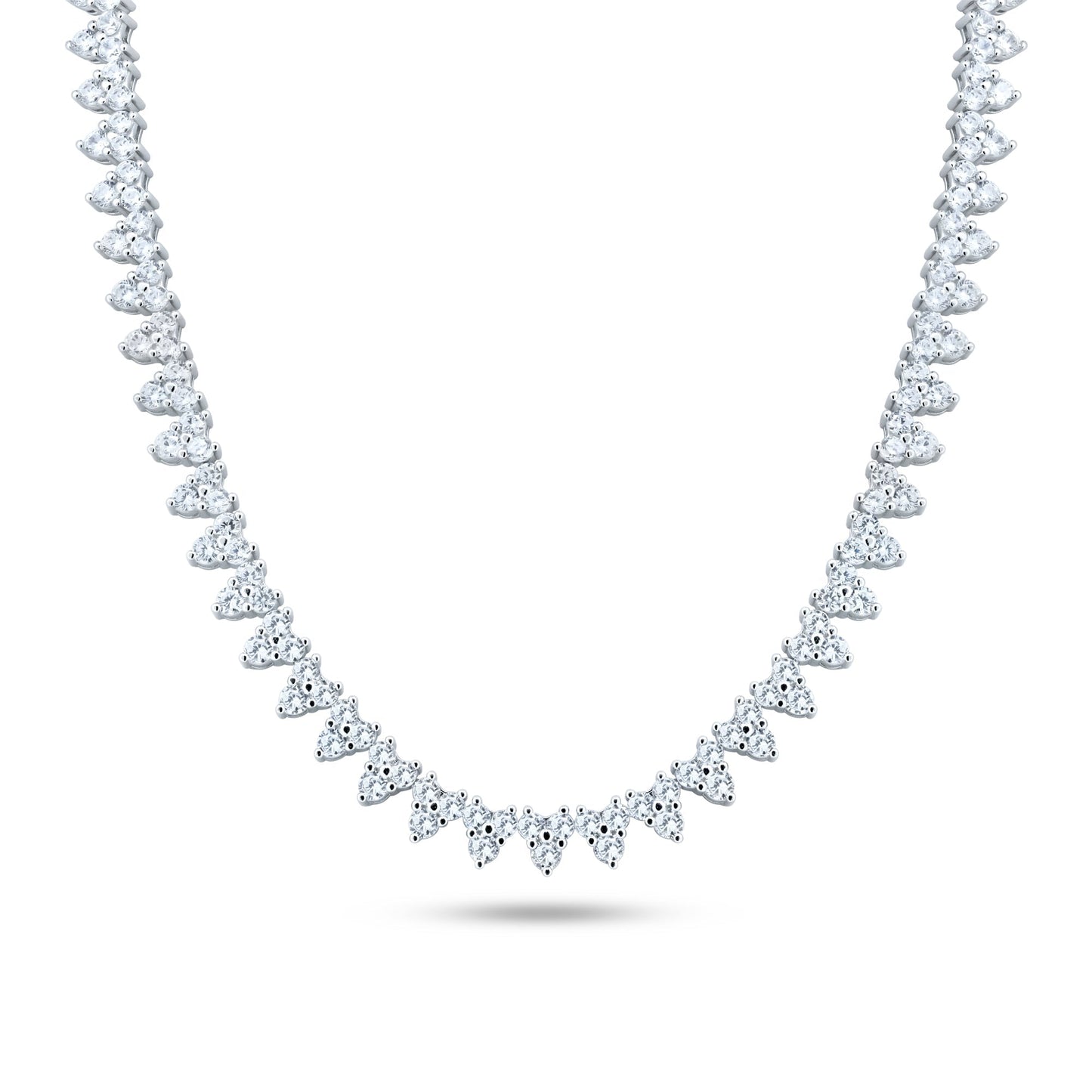 Rhodium Plated 925 Sterling Silver Multi Shape Clear CZ Tennis Necklace - STP01851 SPI