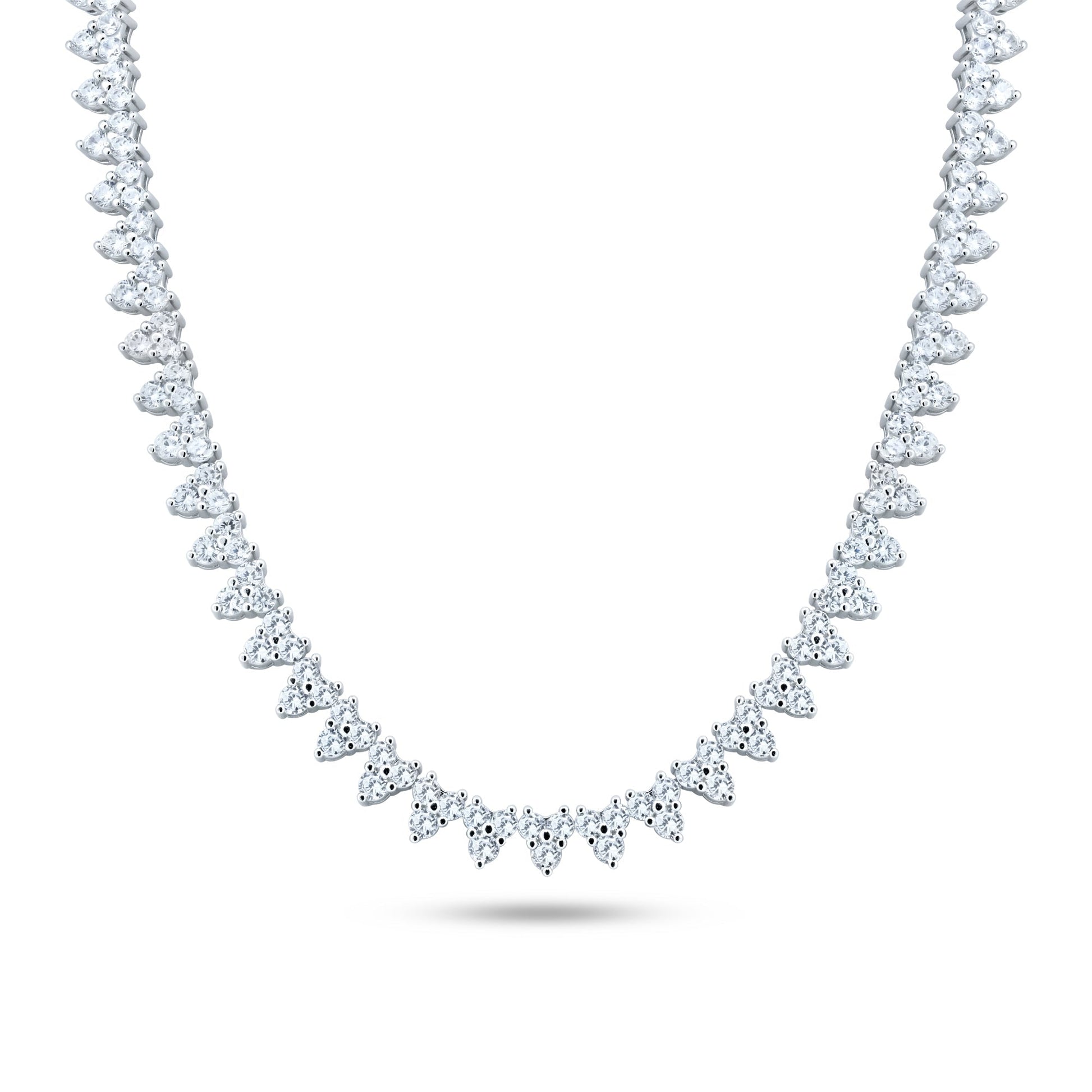 Rhodium Plated 925 Sterling Silver Multi Shape Clear CZ Tennis Necklace - STP01851 SPI