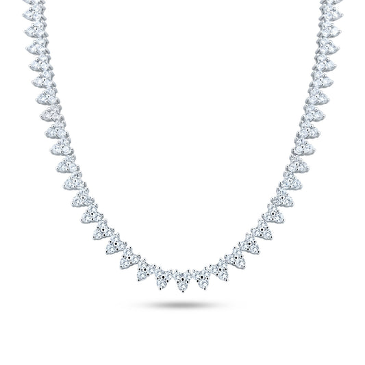 Rhodium Plated 925 Sterling Silver Multi Shape Clear CZ Tennis Necklace - STP01851 SPI