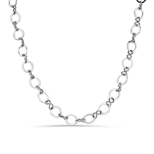 Rhodium Plated 925 Sterling Silver Plain Multi Circle Necklace - STP00524 Fantastic Jewelry NYC