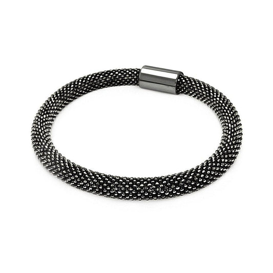 Clearance-Silver 925 Black Rhodium Plated Bead Italian Bracelet - ITB00091BLCK SPI