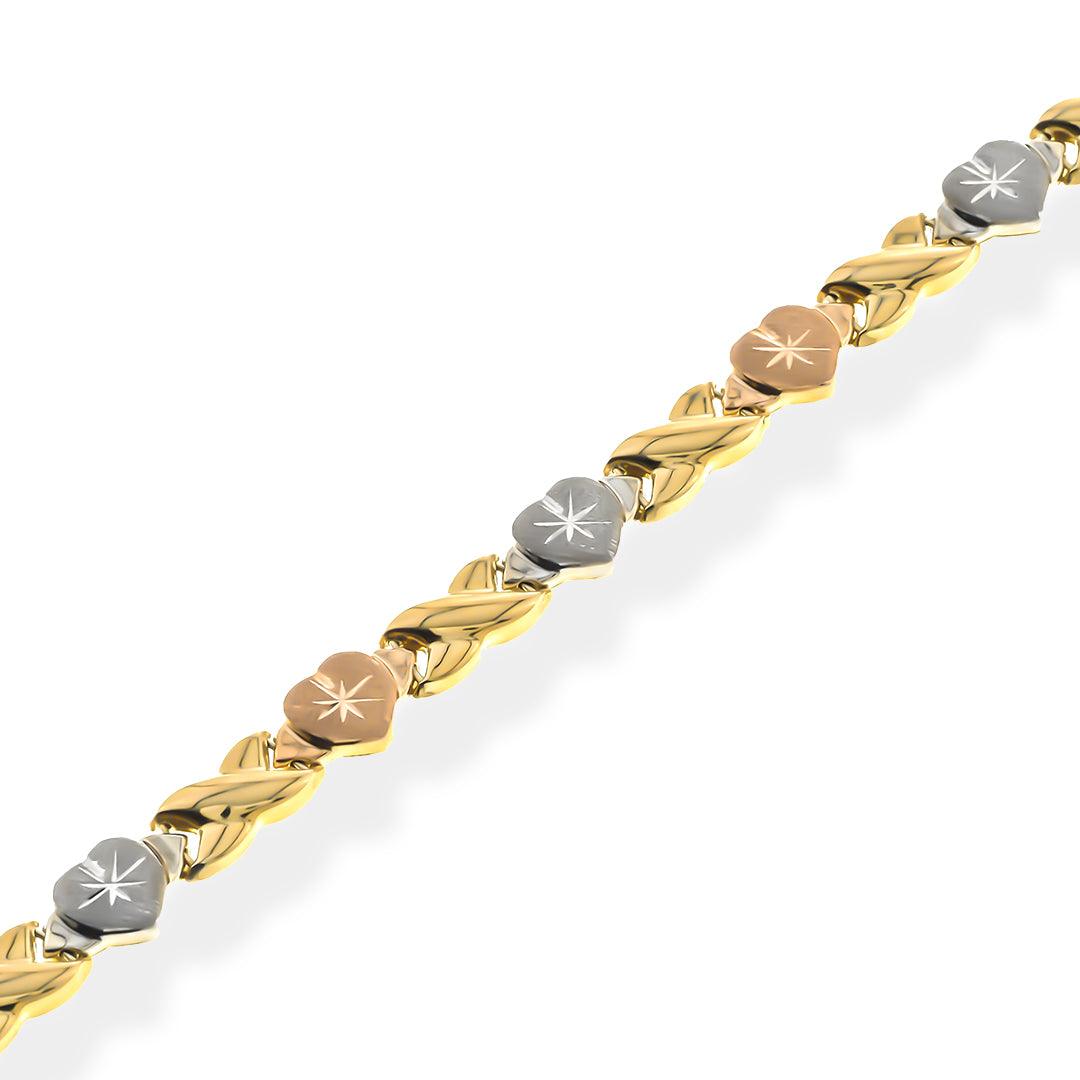 Xo Heart Tri-Color Necklace for Women | 14K Gold Fantastic Jewelry NYC