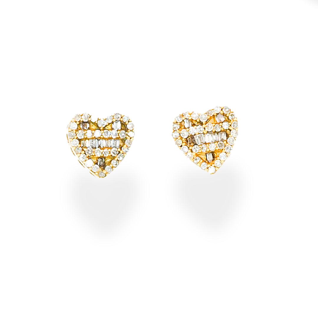Heart Shaped Diamond Stud Earrings