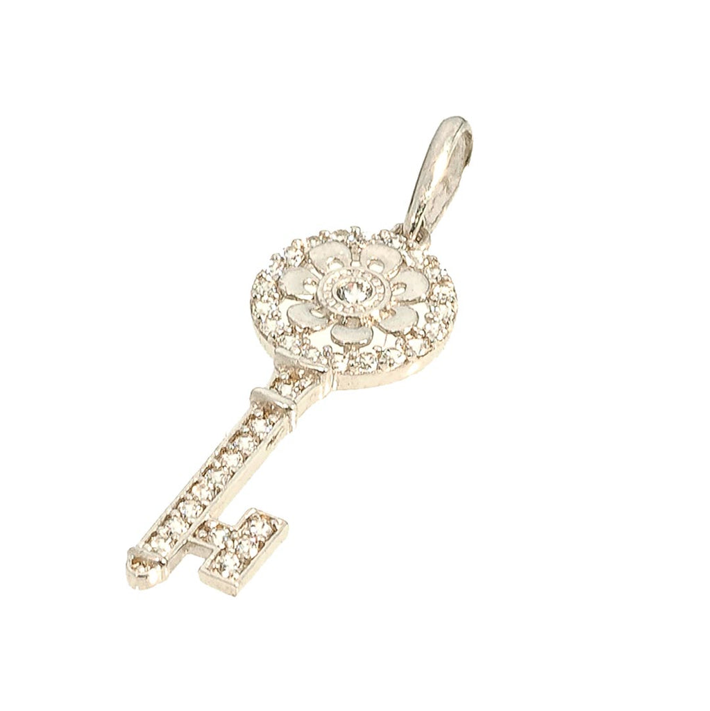 Modern Open Round Key Pendant | 14K Gold With Cz - Fantastic Jewelry NYC