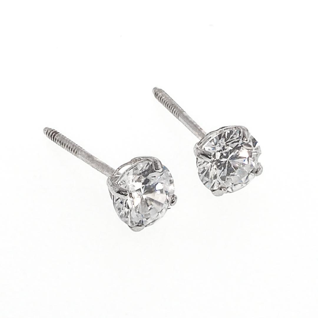 Stud Earrings | Screw back | 14K Gold With Cz - Fantastic Jewelry NYC