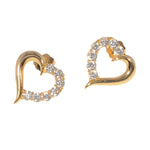 Fashion Heart Shape Love Stud Earrings | 14K Gold With CZ