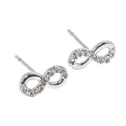 Shine Infinity Stud Earrings | 14K Gold With Cz - Fantastic Jewelry NYC