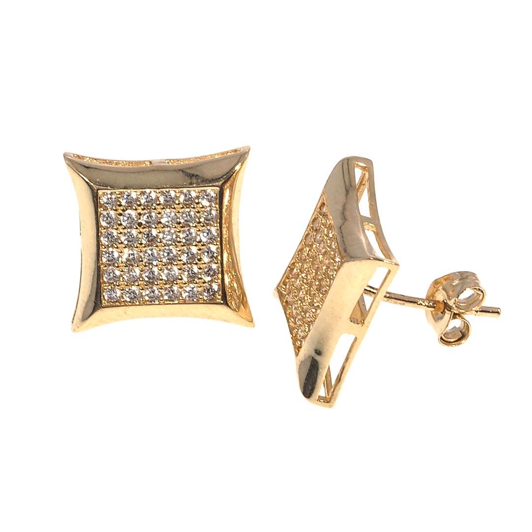 Mens Hip Hop Square Micro Pave Stud Earrings | 14K Gold With Cz - Fantastic Jewelry NYC