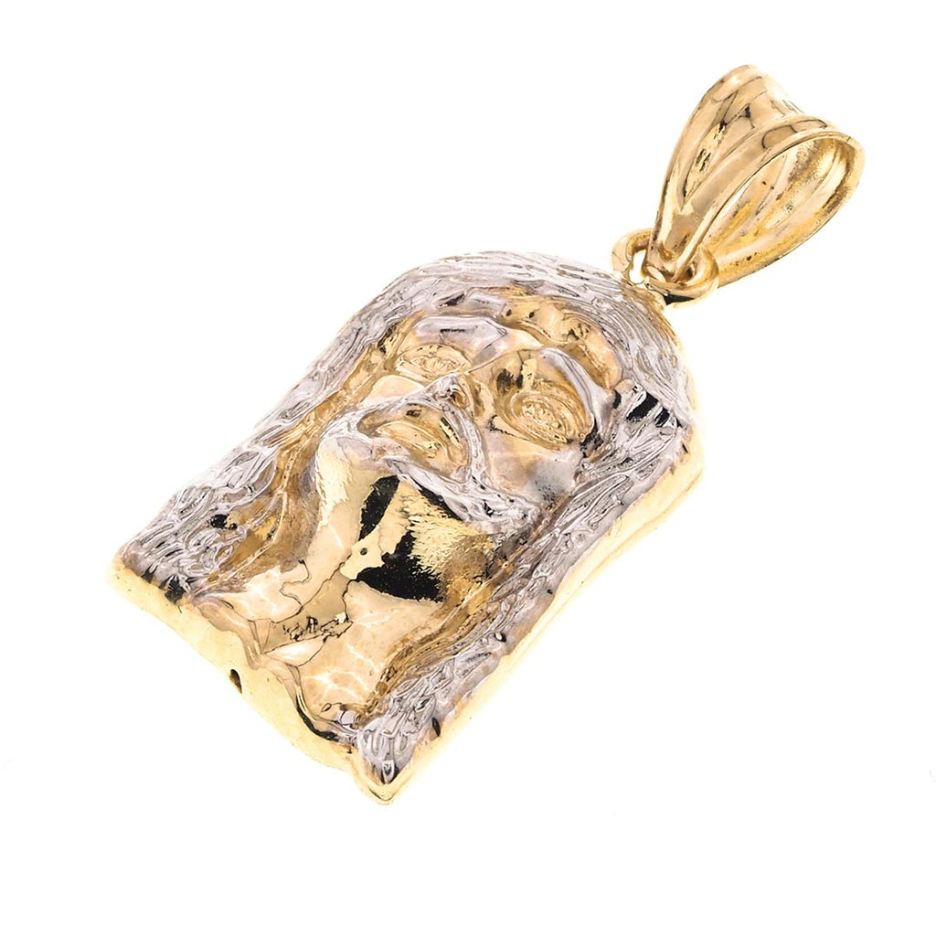 Jesus Face Two Tone Diamond Cut Pendant in 14K Gold