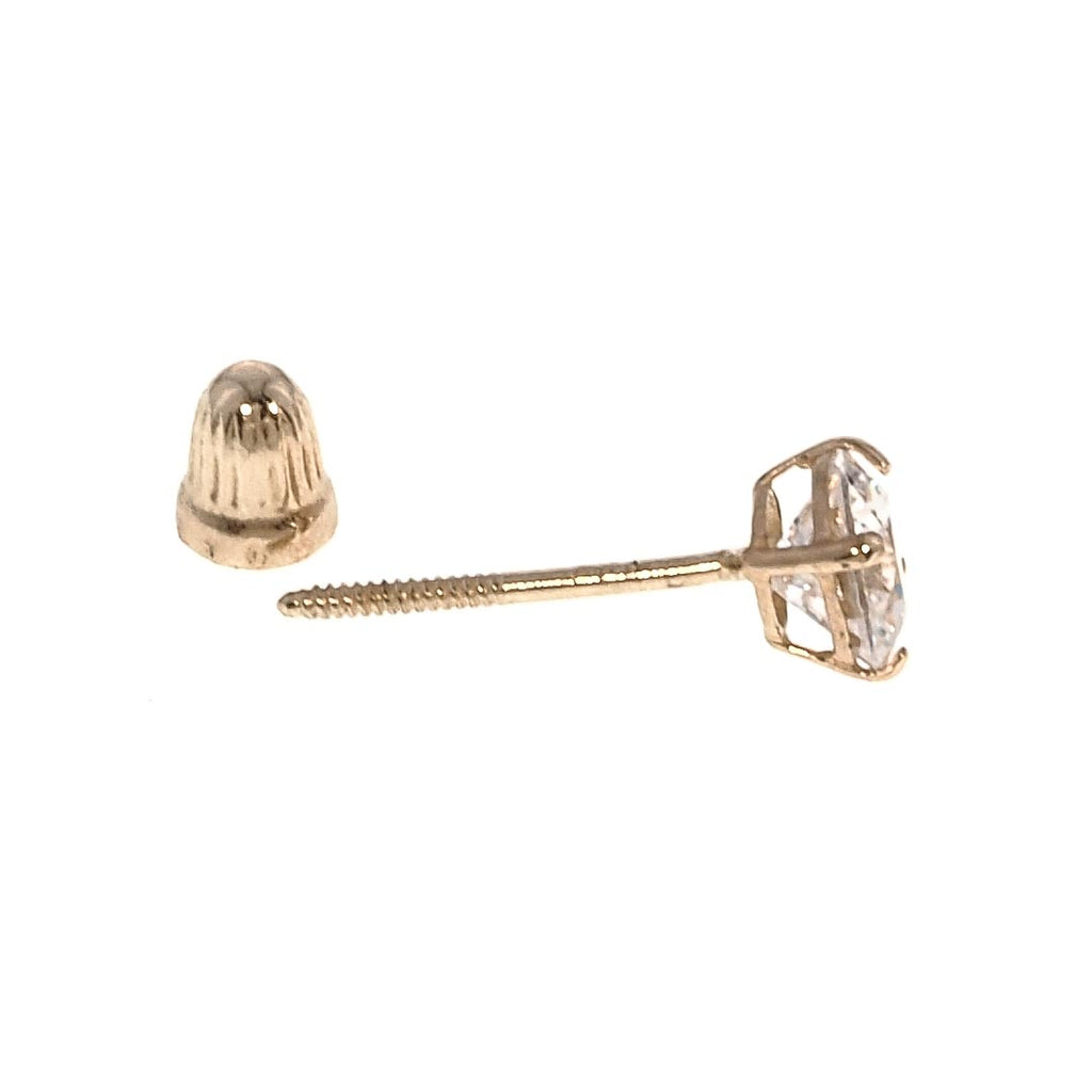 Stud Earrings | Screw back | 14K Gold With Cz - Fantastic Jewelry NYC