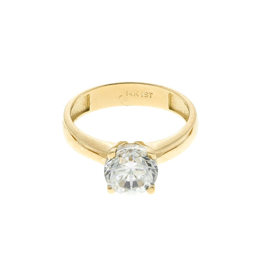 Solitaire Engagement Wedding Ring | 14K Gold With Cz - Fantastic Jewelry NYC