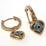 Evil Eye Drop Earrings in 14K Gold With CZ |