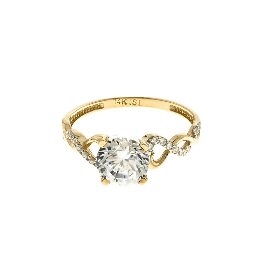 Twisted Modern Engagement Ring | 14K Gold With Cz - Fantastic Jewelry NYC