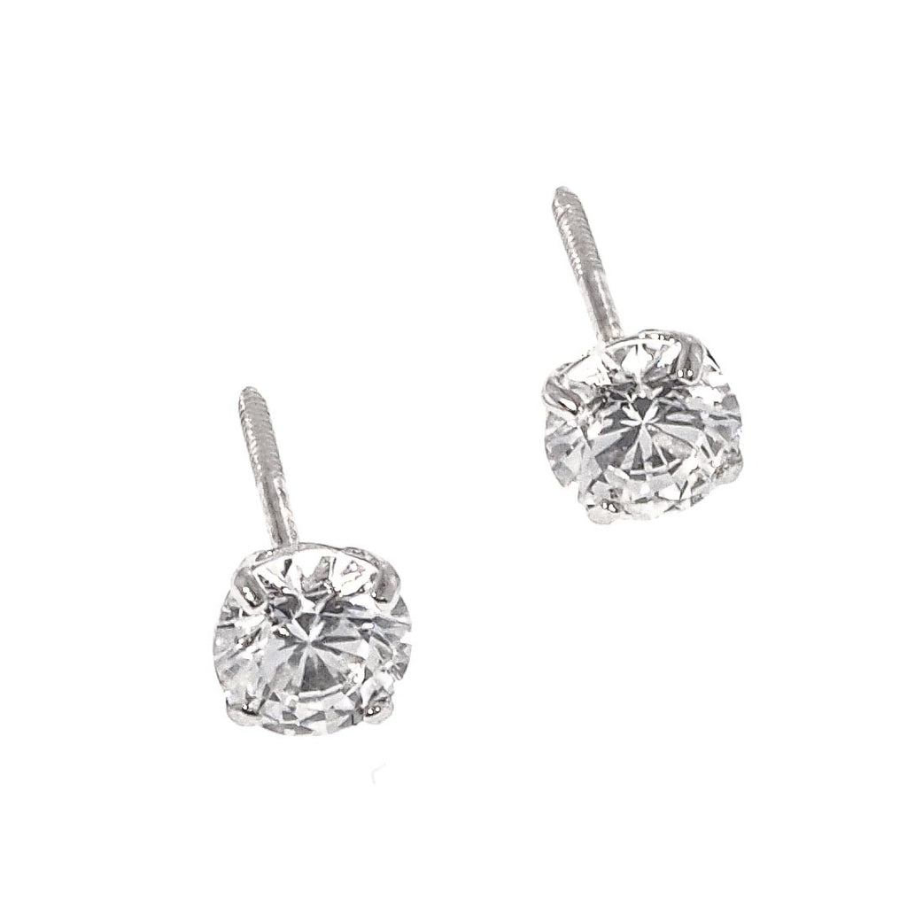 Stud Earrings | Screw back | 14K Gold With Cz - Fantastic Jewelry NYC