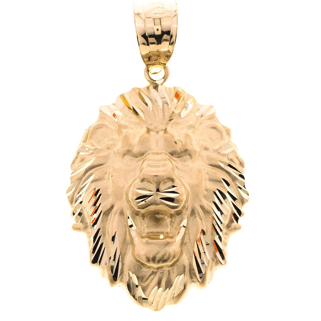 Shiny-Cut Lion Head Pendant | 14K Gold - Fantastic Jewelry NYC