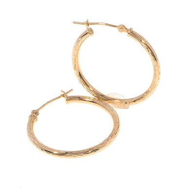 Diamond-Cut Hoop Earrings in 14K