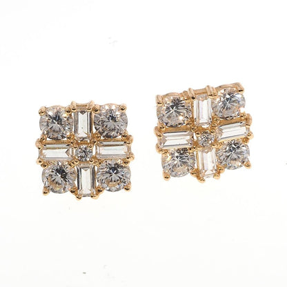 14K Gold Baguette CZ Earrings