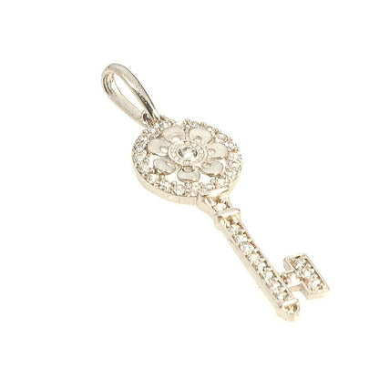 Modern Open Round Key Pendant | 14K Gold With Cz - Fantastic Jewelry NYC