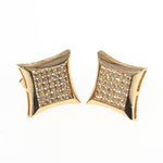 Mens Hip Hop Square Micro Pave Stud Earrings | 14K Gold With Cz