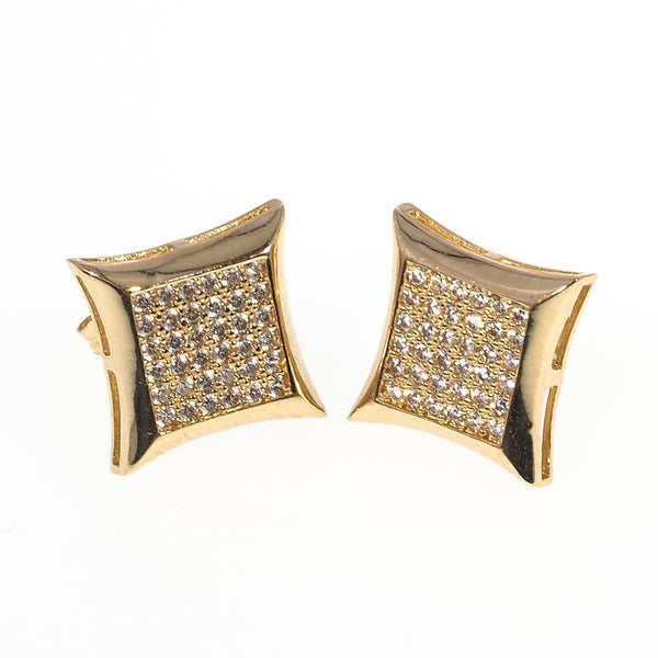 ピアス STONEHENgE Edge 14K earrings 14K Gold Vermeil 925 Iced CZ Hip Hop Men's Earrings Large