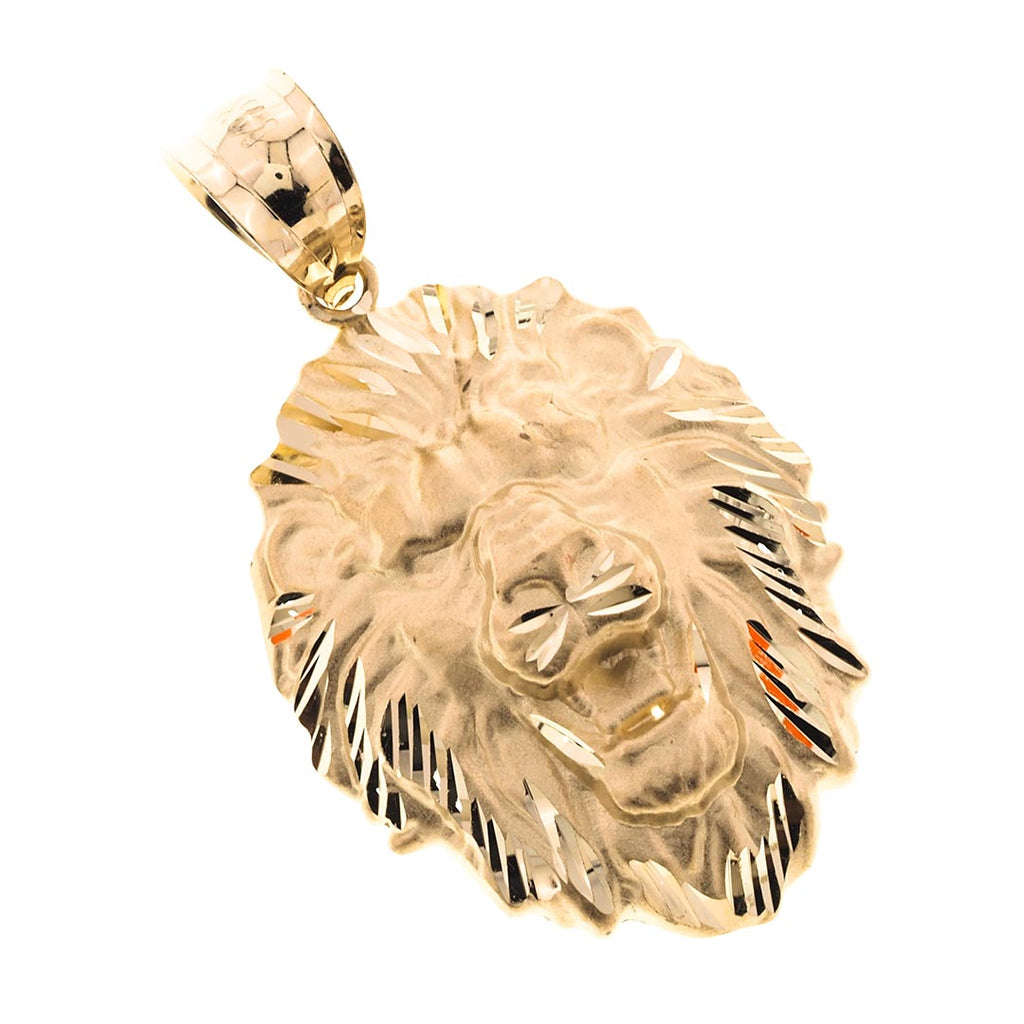 Shiny-Cut Lion Head Pendant | 14K Gold - Fantastic Jewelry NYC