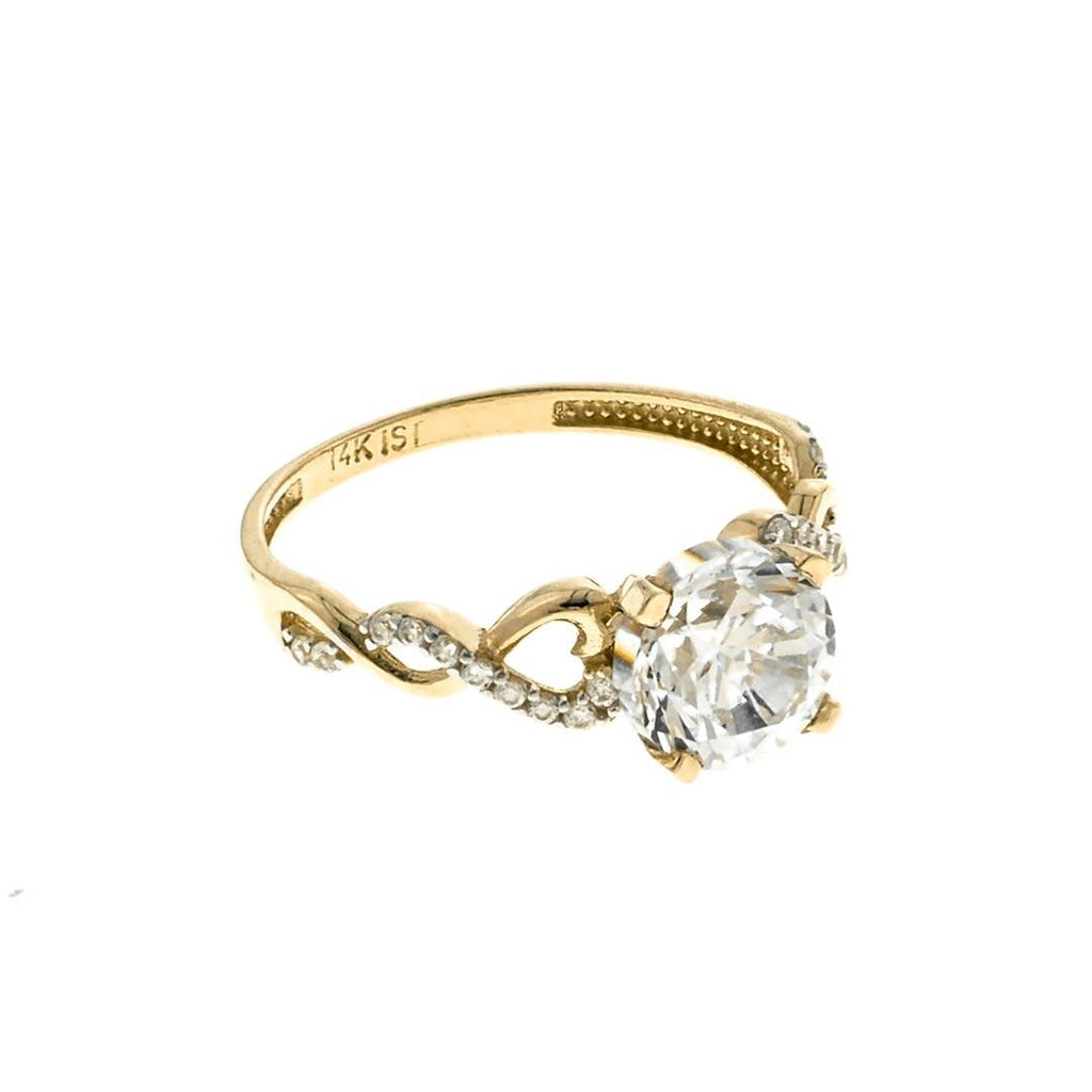 Twisted Modern Engagement Ring | 14K Gold With Cz - Fantastic Jewelry NYC