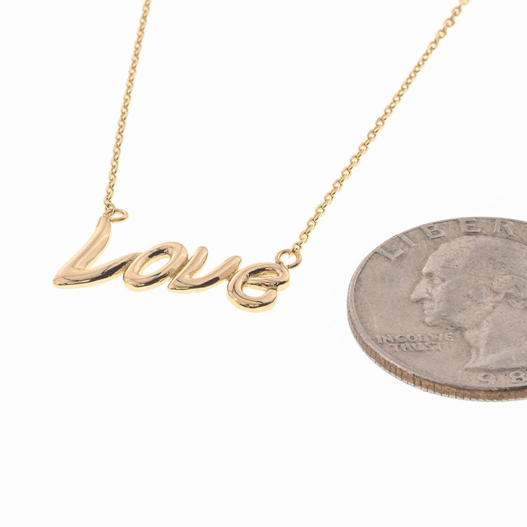 Solid Real Yellow Gold Love Necklace   | 14K Gold - Fantastic Jewelry NYC