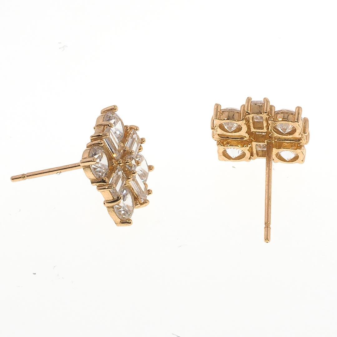 14K Gold Baguette CZ Earrings