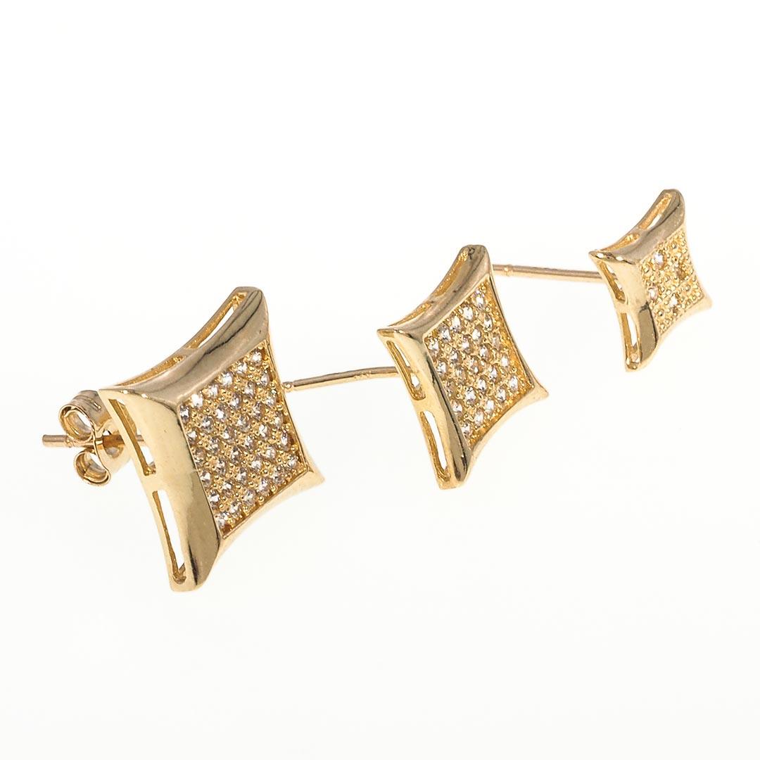 Mens Hip Hop Square Micro Pave Stud Earrings | 14K Gold With Cz - Fantastic Jewelry NYC