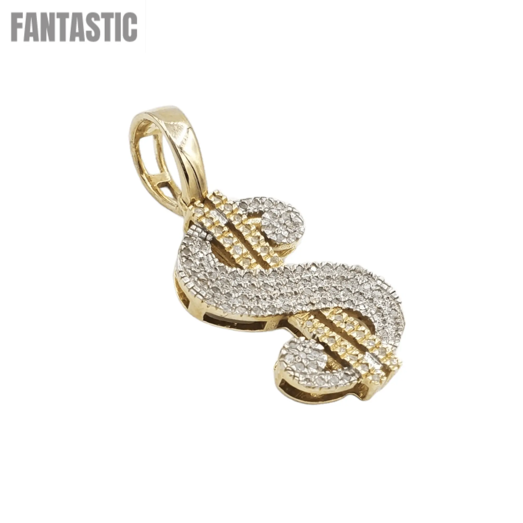 10k Gold Diamond Cash Sign Pendant #17463 - Fantastic Jewelry NYC LLC