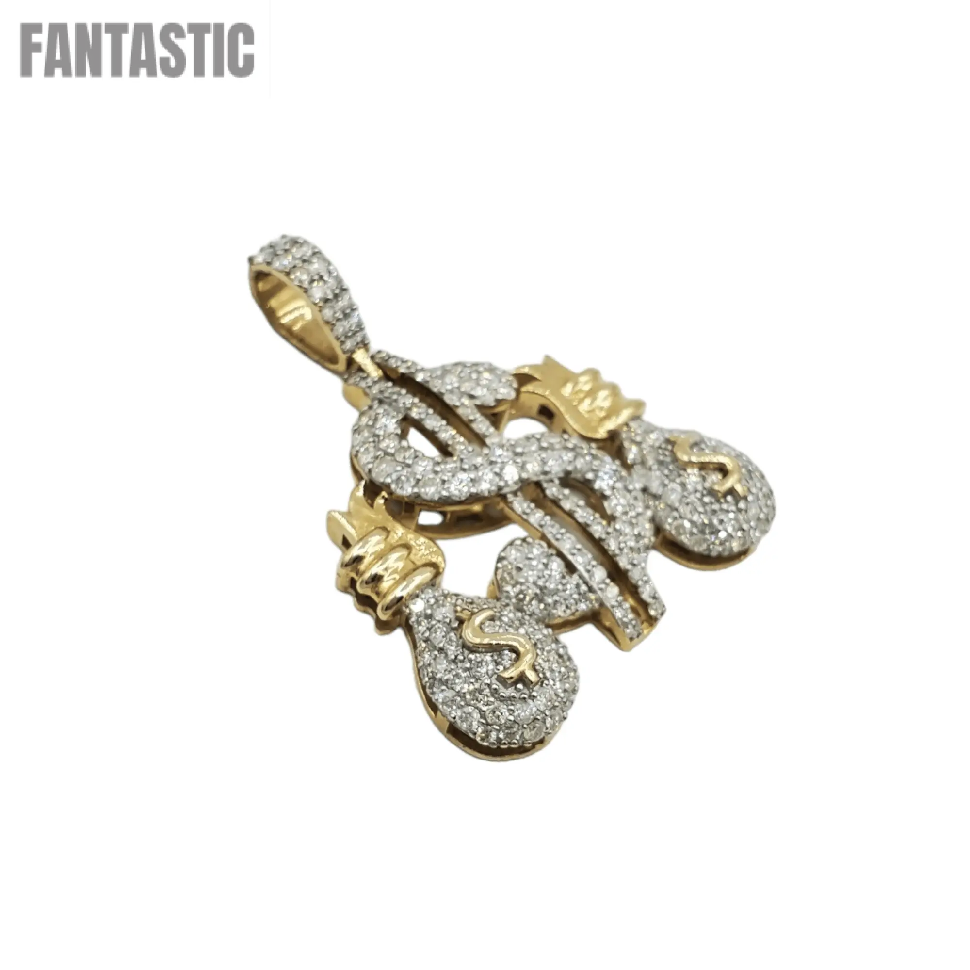 10k Gold Diamond Cash Sign Pendant #19865 - Fantastic Jewelry NYC LLC