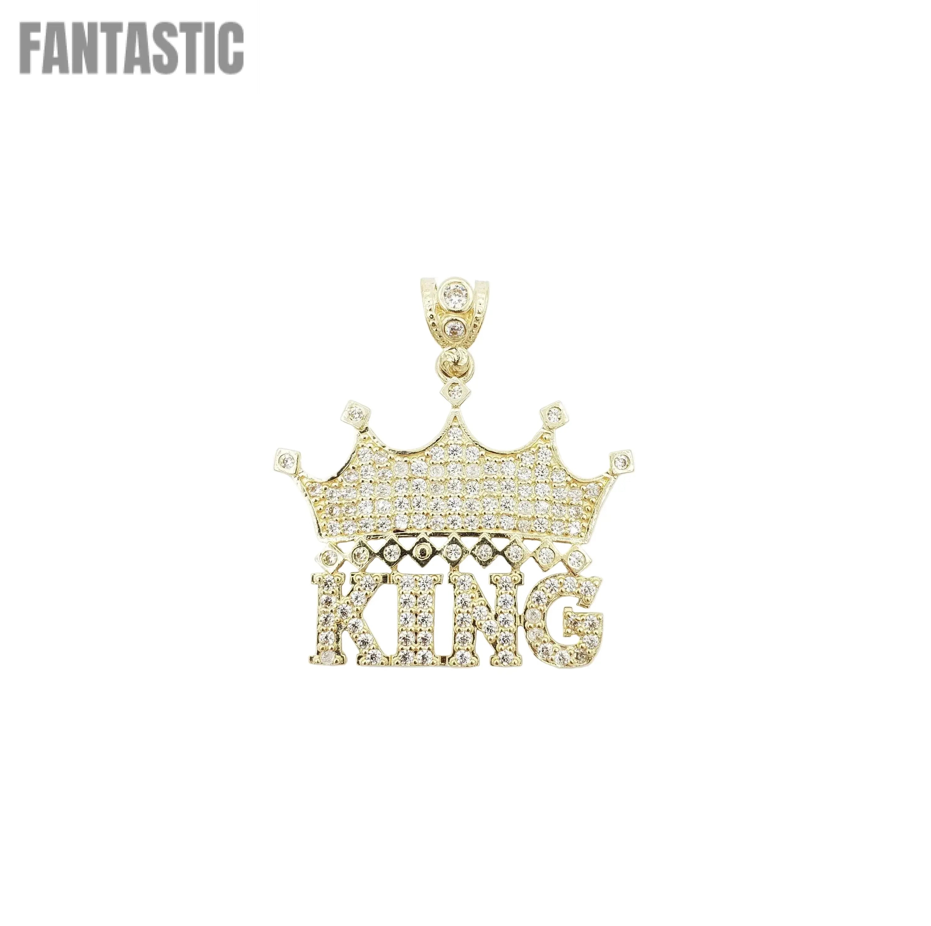 14K Gold- CZ "King" Crown Pendant Fantastic Jewelry NYC