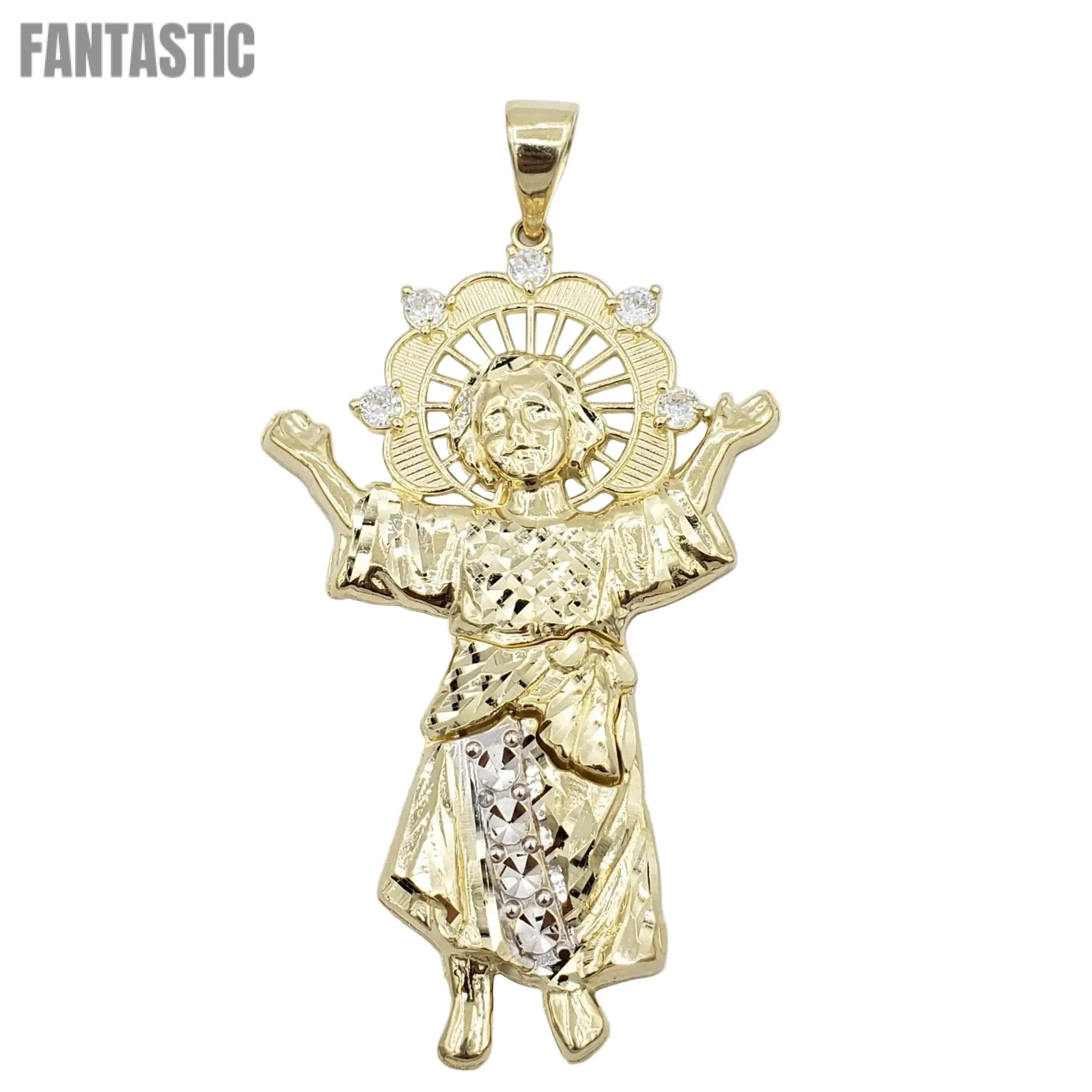 14K Gold- Divino Niño CZ Trim Pendant Fantastic Jewelry NYC
