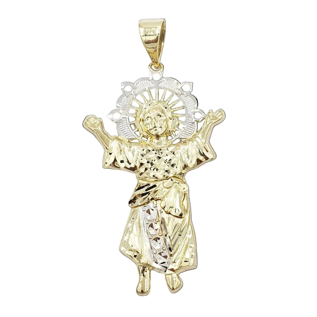 14K Gold- Divino Niño White Gold Trim Pendant Fantastic Jewelry NYC