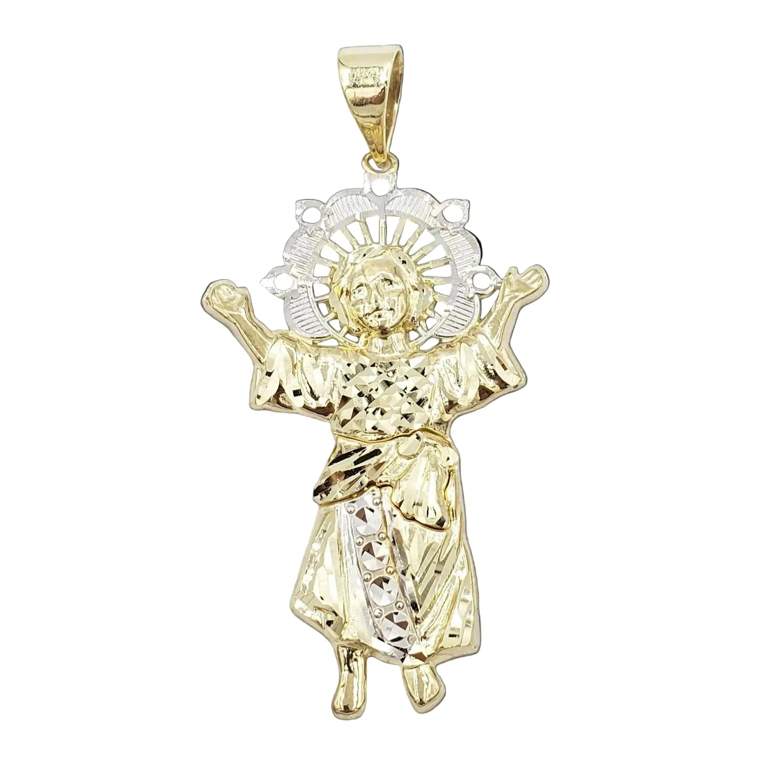14K Gold- Divino Niño White Gold Trim Pendant Fantastic Jewelry NYC