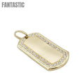 Colgante de chapa militar con circonitas cúbicas, oro de 14K