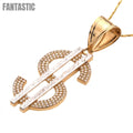 14K Gold Dollar Symbol Pendant