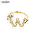 Anillo de oro de 14K con la letra 'W' y acentos de circonita cúbica - ¡Realza tu atuendo!