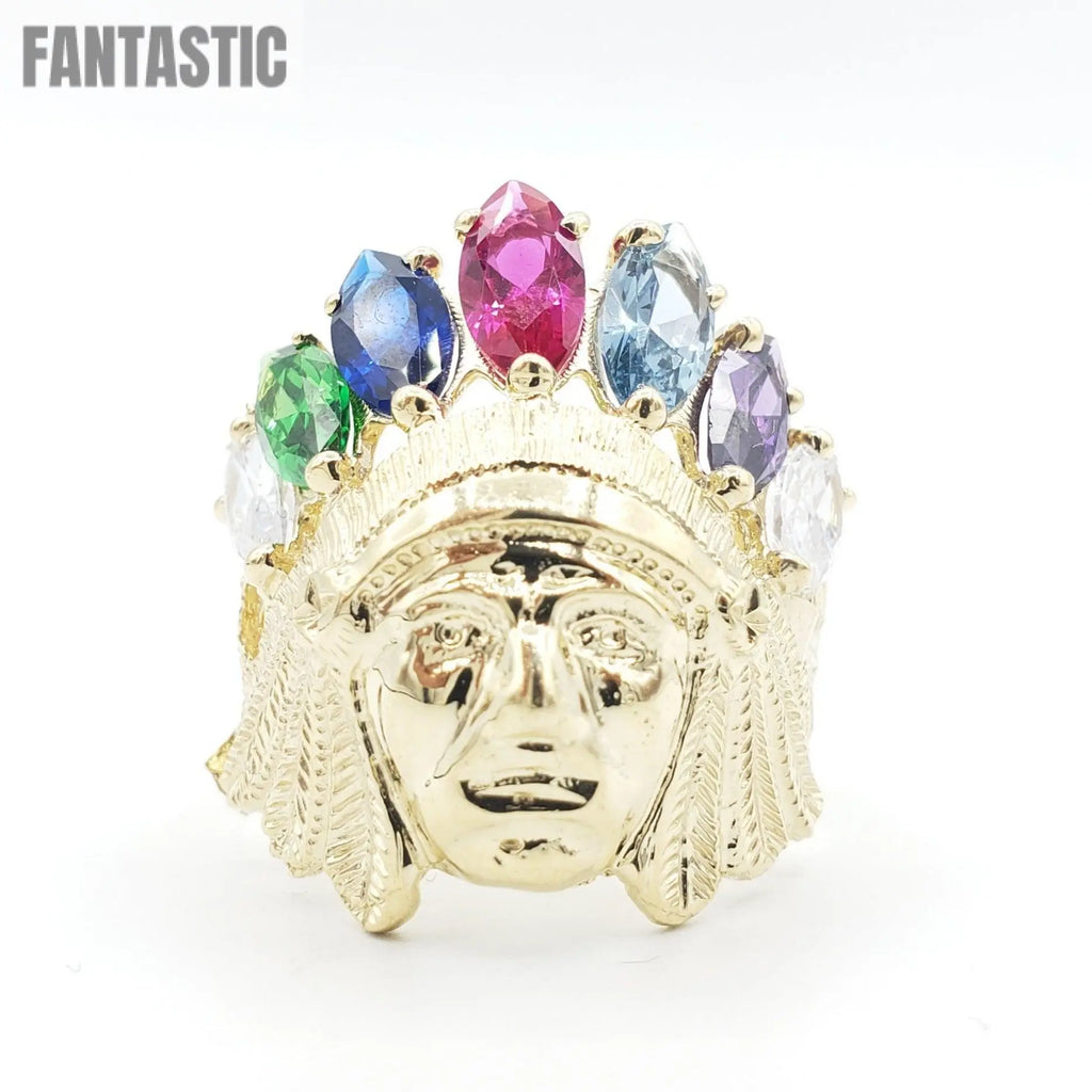 14K Gold- Men's Indian Chief Head Ring | 14.0 Grams - Fantastic Jewelry NYC LLC
