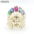 Anillo de cabeza de cacique indio de oro de 14 quilates para hombre | 14.0 gramos
