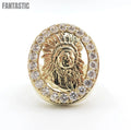 Anillo de oro de 14 quilates para hombre con diseño de jefe indio y circonitas | 9,7 gramos
