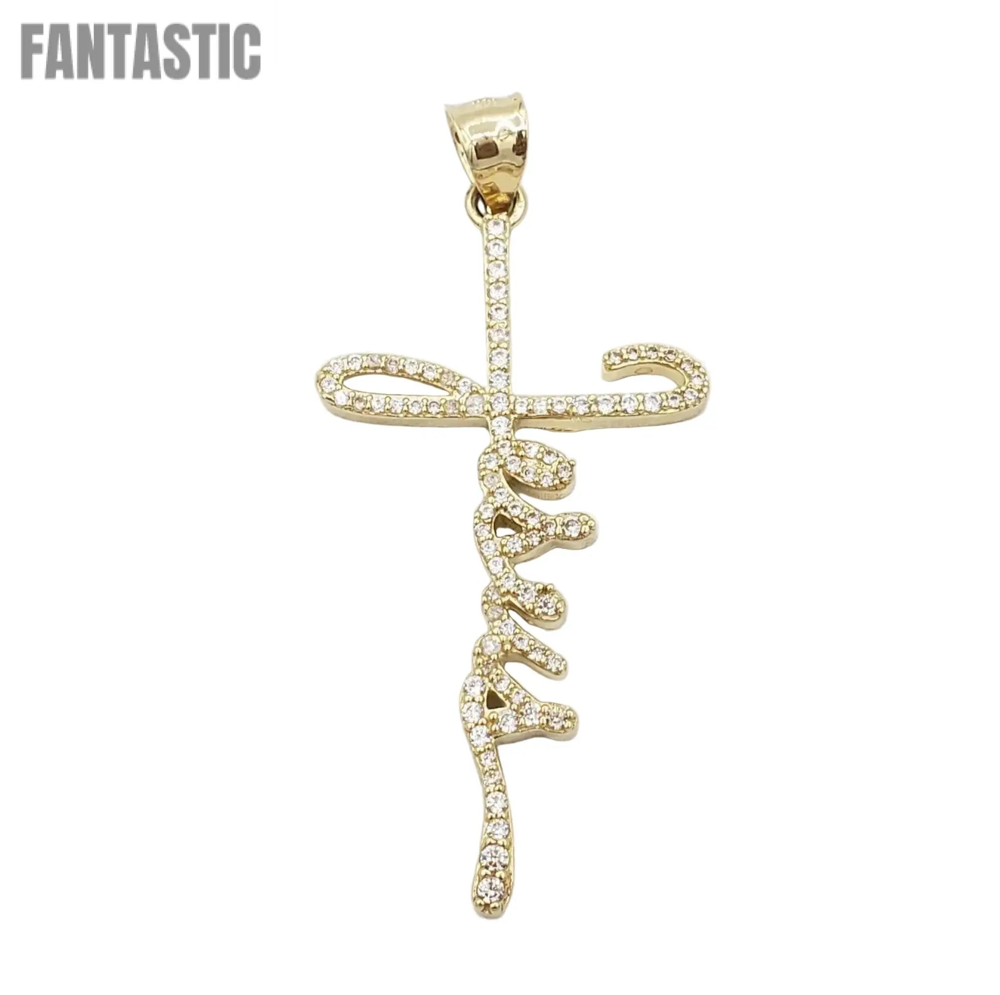 14K Gold- "JESUS" Cross Pendant Fantastic Jewelry NYC