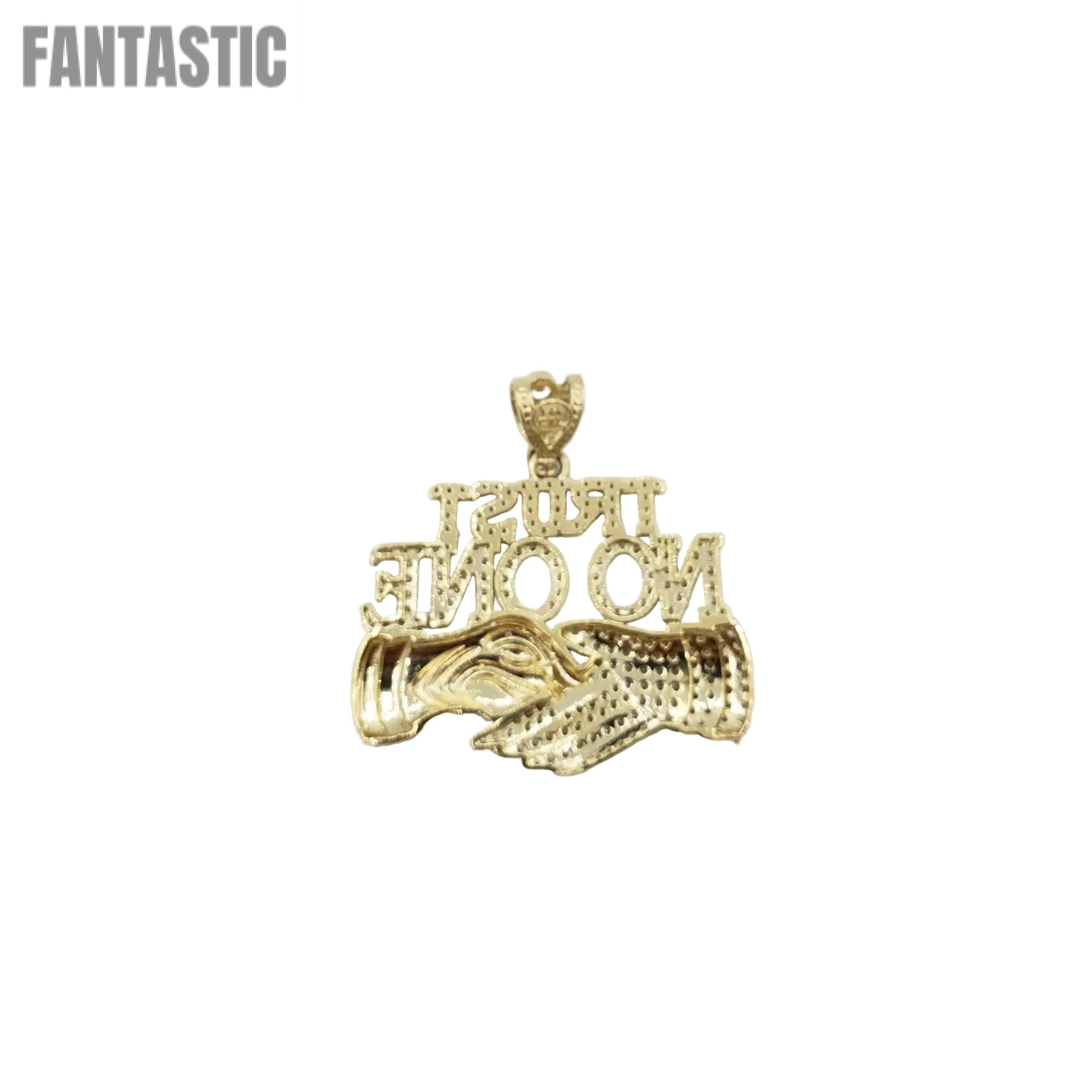 14K Gold- "TRUST NO ONE" Pendant Fantastic Jewelry NYC