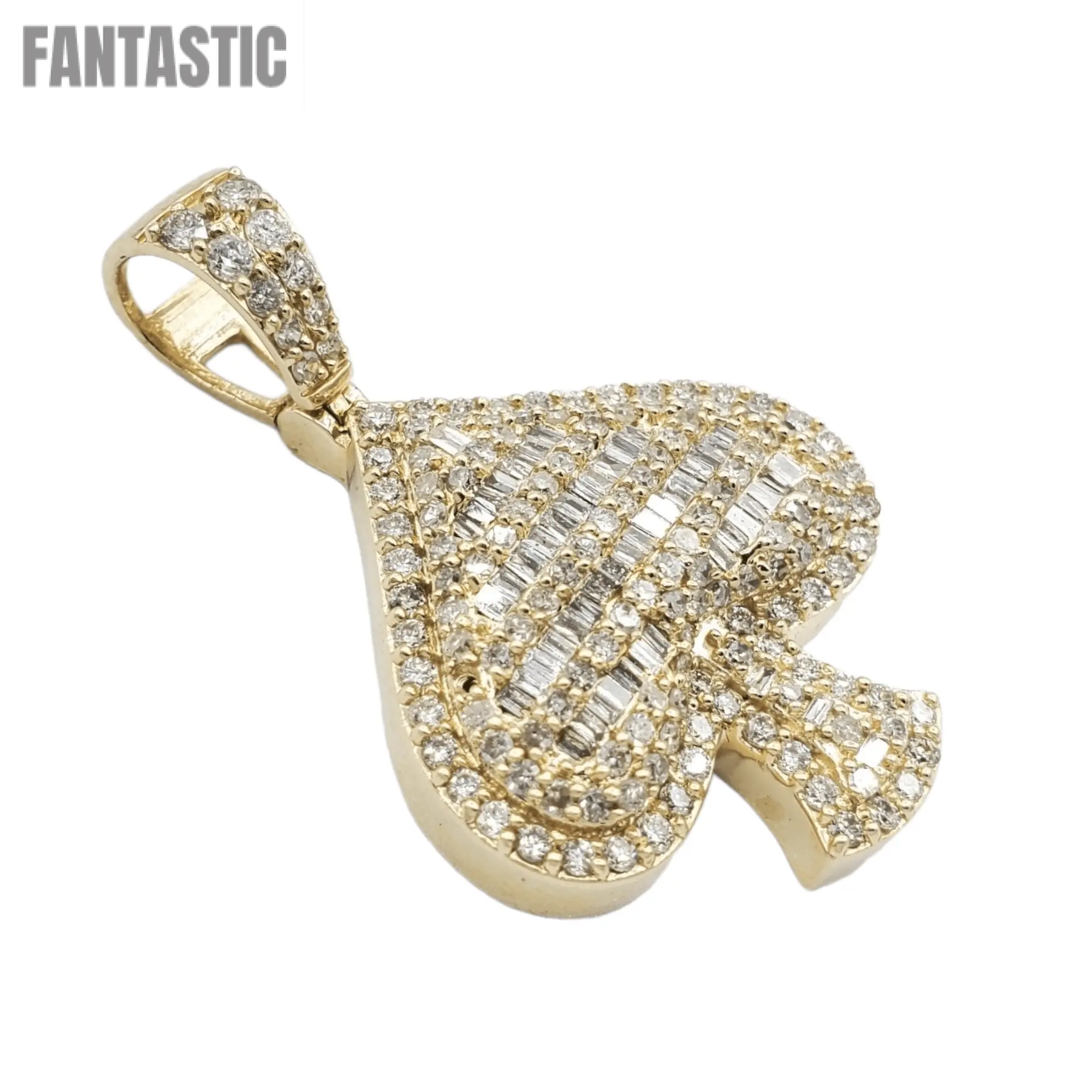 14k Baguette Diamond Ace of Spades With 1.73 Carats Of Diamonds #24231 - Fantastic Jewelry NYC LLC