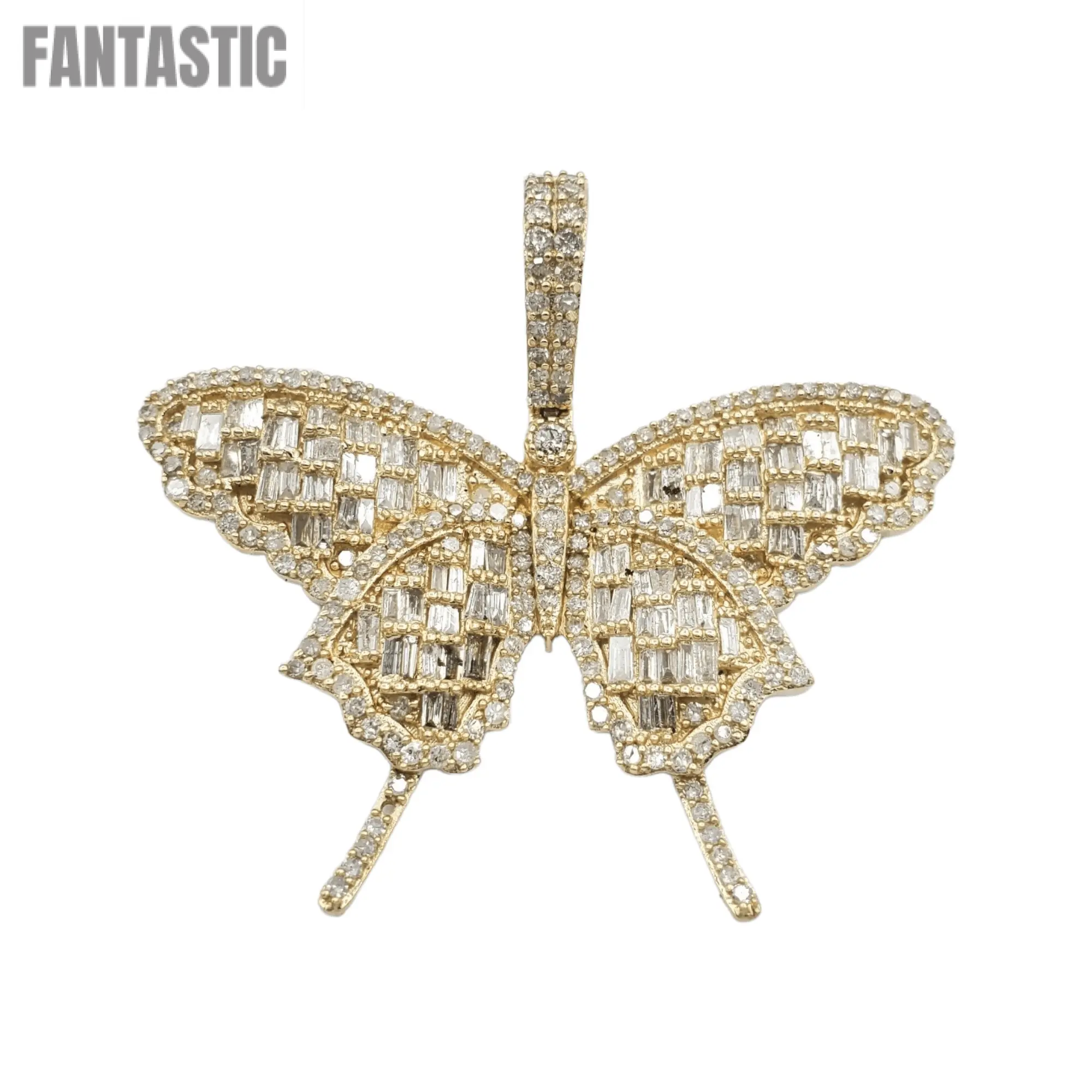 14k Baguette Diamond Butterfly With 1.98 Carats Of Diamonds #23598 - Fantastic Jewelry NYC LLC