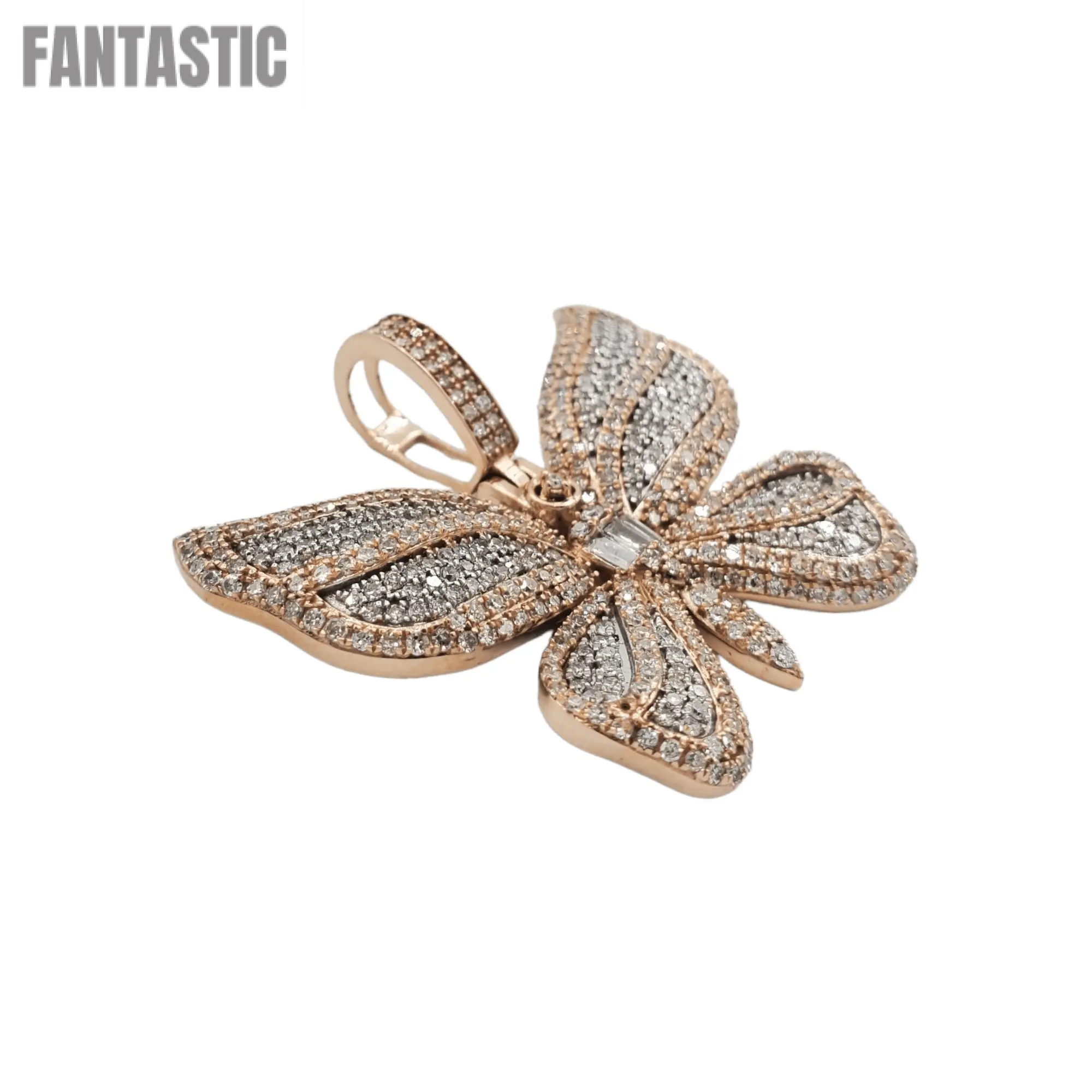 14k Baguette Diamond Butterfly With 2.56 Carats Of Diamonds #24069 - Fantastic Jewelry NYC LLC