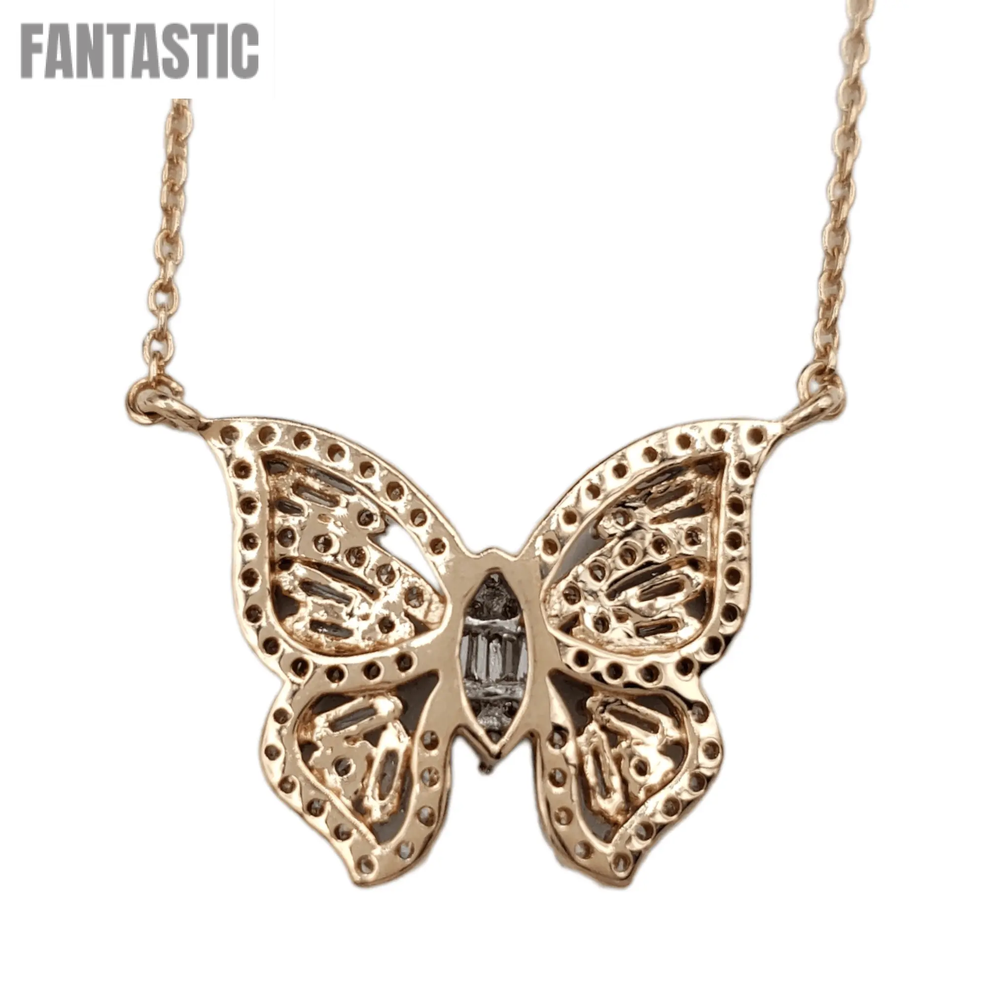 14k Baguette Diamond Butterfly  #26616 - Fantastic Jewelry NYC LLC