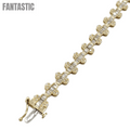 Pulsera de trébol con diamantes baguette de 14k y 3.55ct