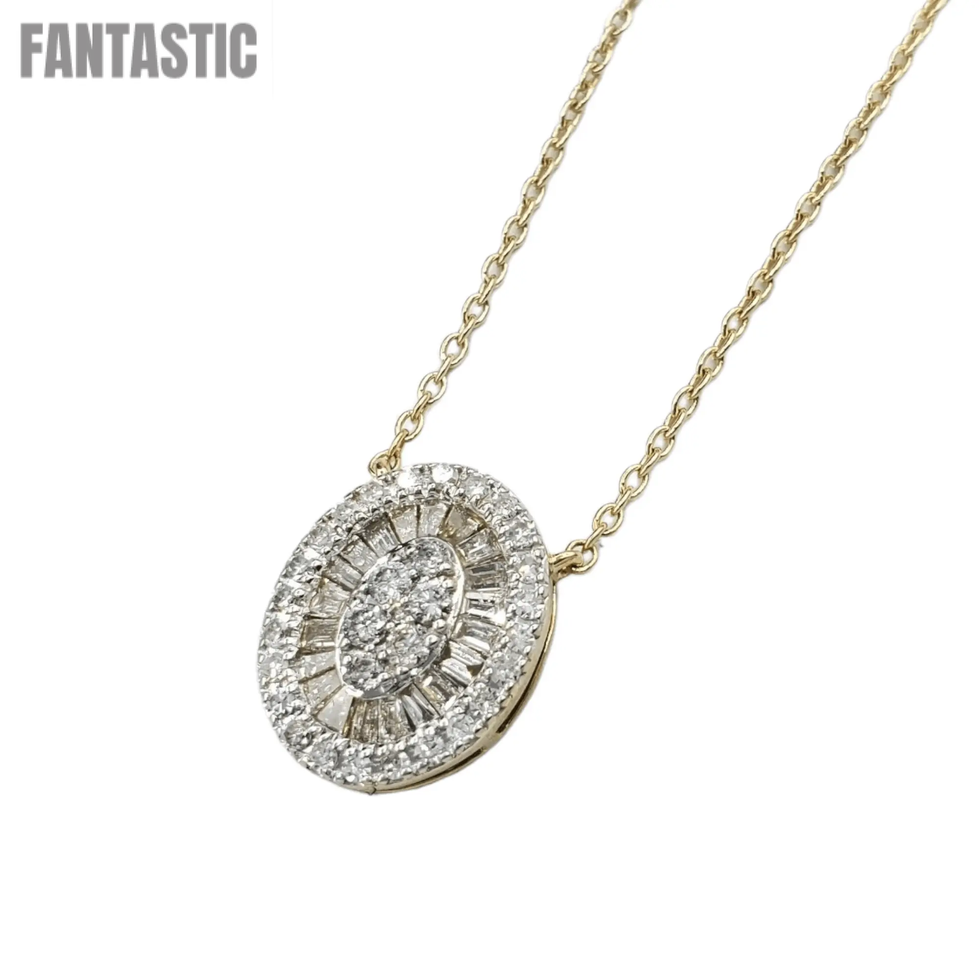 14k Baguette Diamond Oval  #26536 - Fantastic Jewelry NYC LLC
